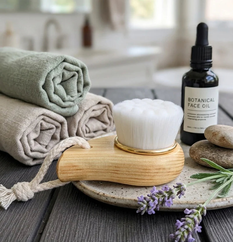 Facial Cleansing Brush Bamboo Handle Soft Bristles – image 2