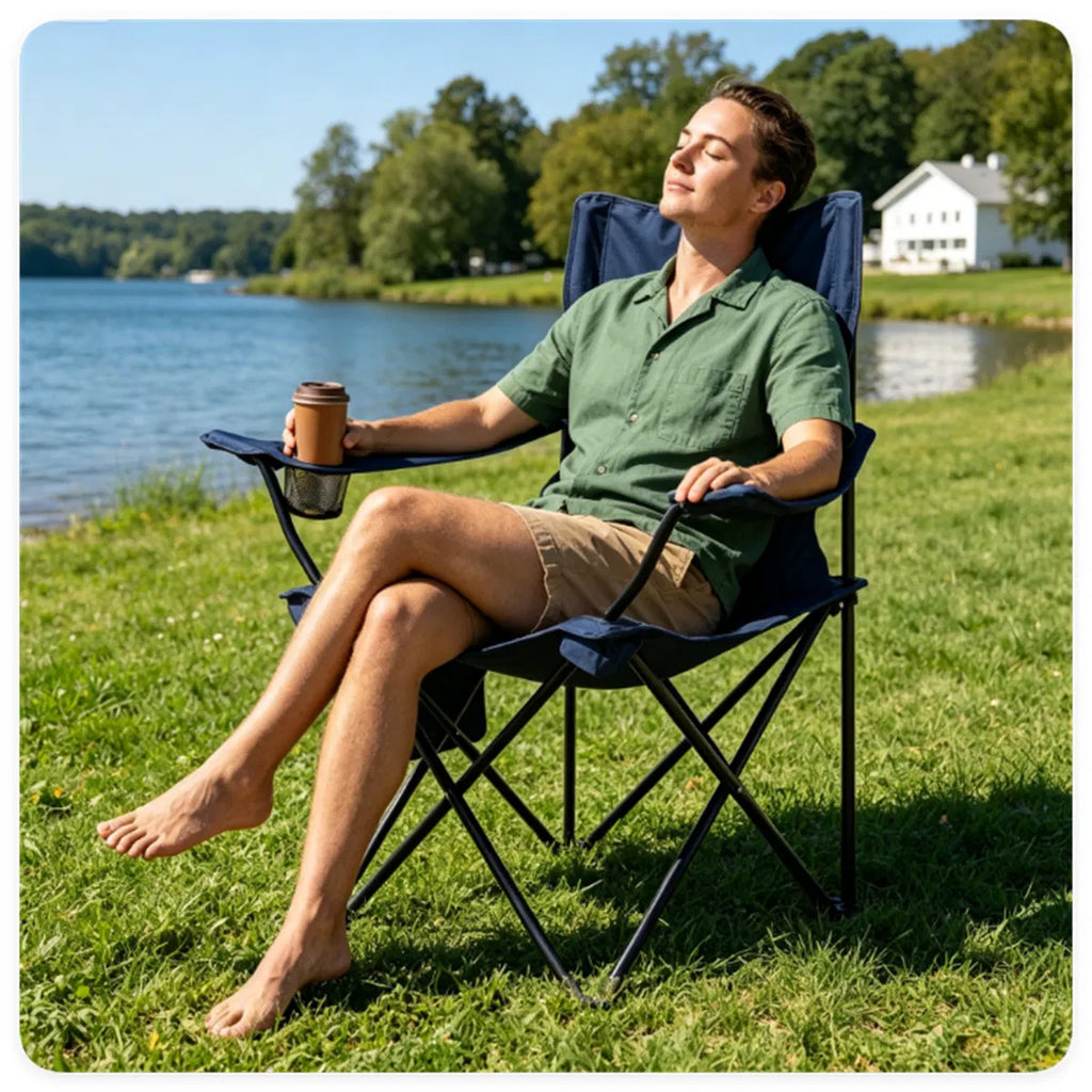 Folding Camping Chair - Heavy-Duty with Cooler Bag and Cup Holder – image 7