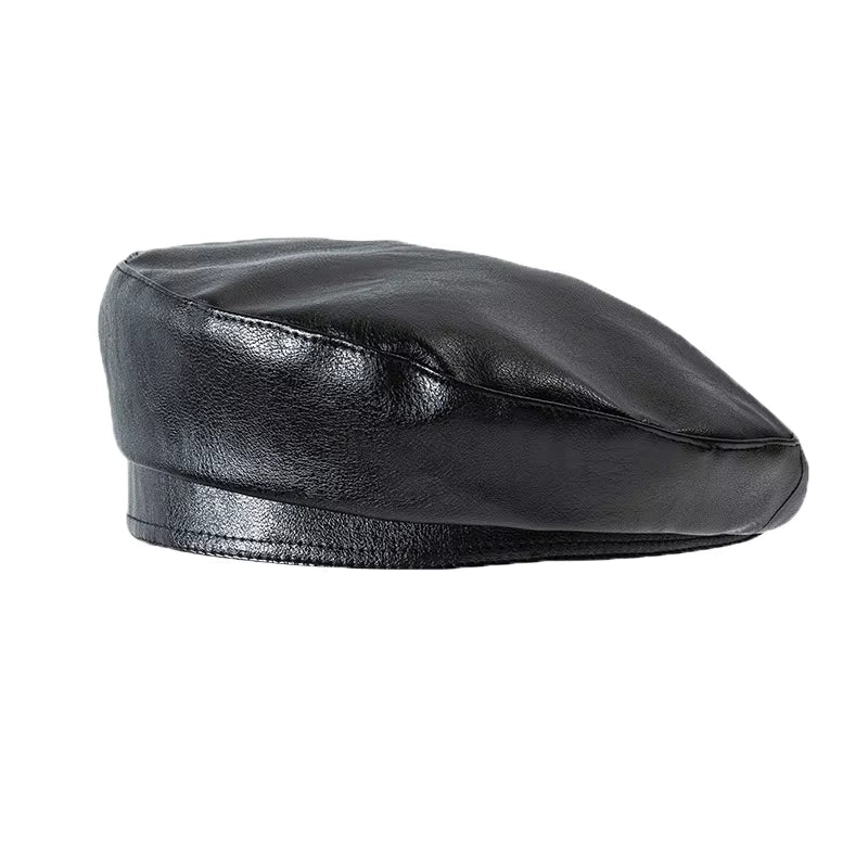 Faux Leather Beret Hat - Classic French Artist Cap for Women – image 8