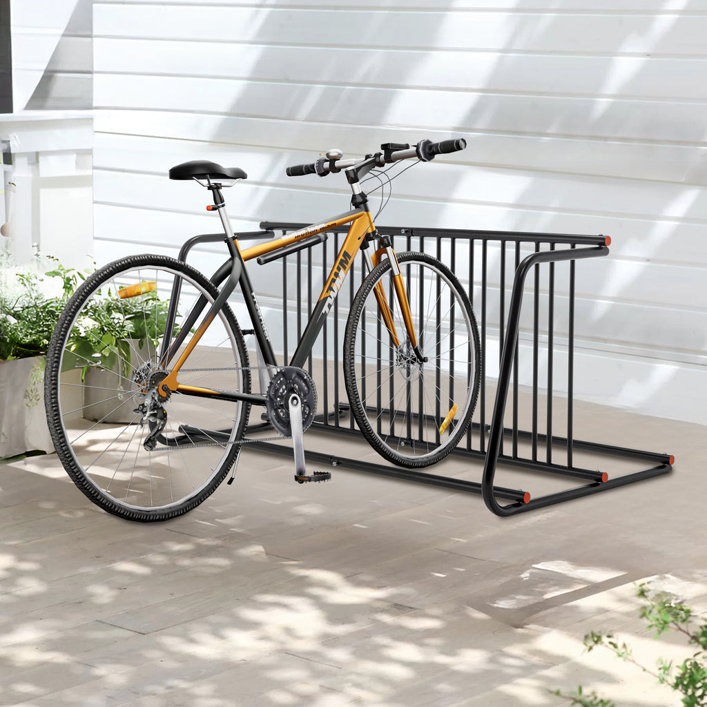 10-Bike Double-Sided Grid Floor Bike Rack, Freestanding Steel – image 1