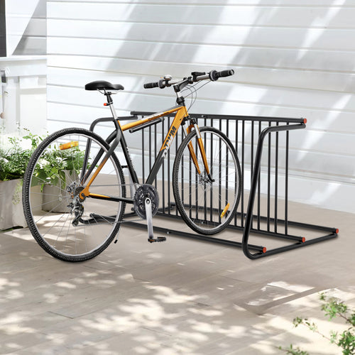 10-Bike Double-Sided Grid Floor Bike Rack, Freestanding Steel – image 1