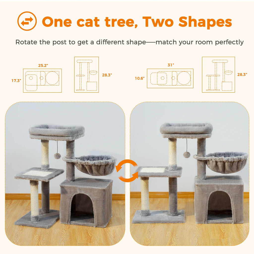 Cat Tree with Hammock & Removable Perch – Indoor Cat Tower – image 3