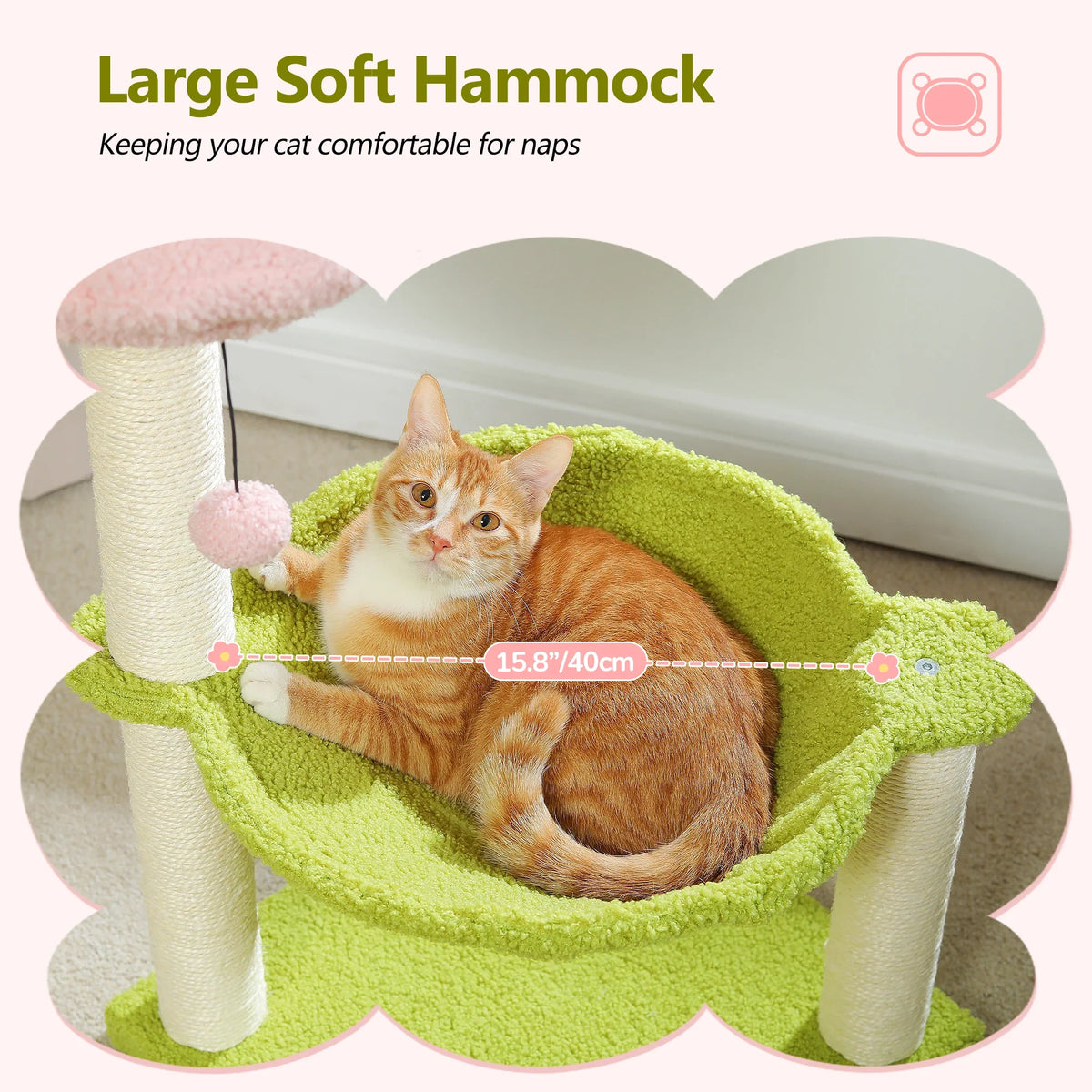 Flower Cat Tree with Large Hammock and Sisal Scratching Posts – image 19