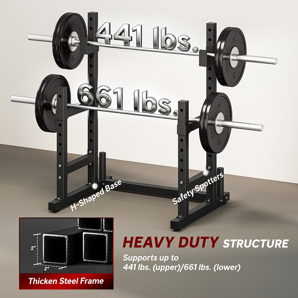 Adjustable Squat Rack with Dual Barbell Holders and Plate Storage – image 12