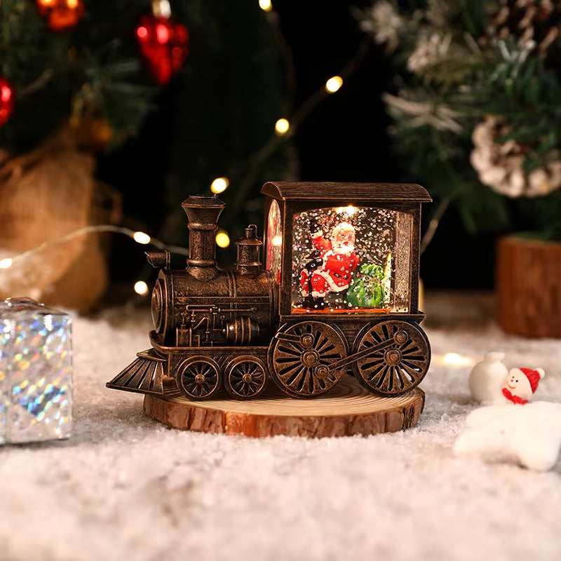 Christmas Train Snow Globe Lantern Tabletop Decoration