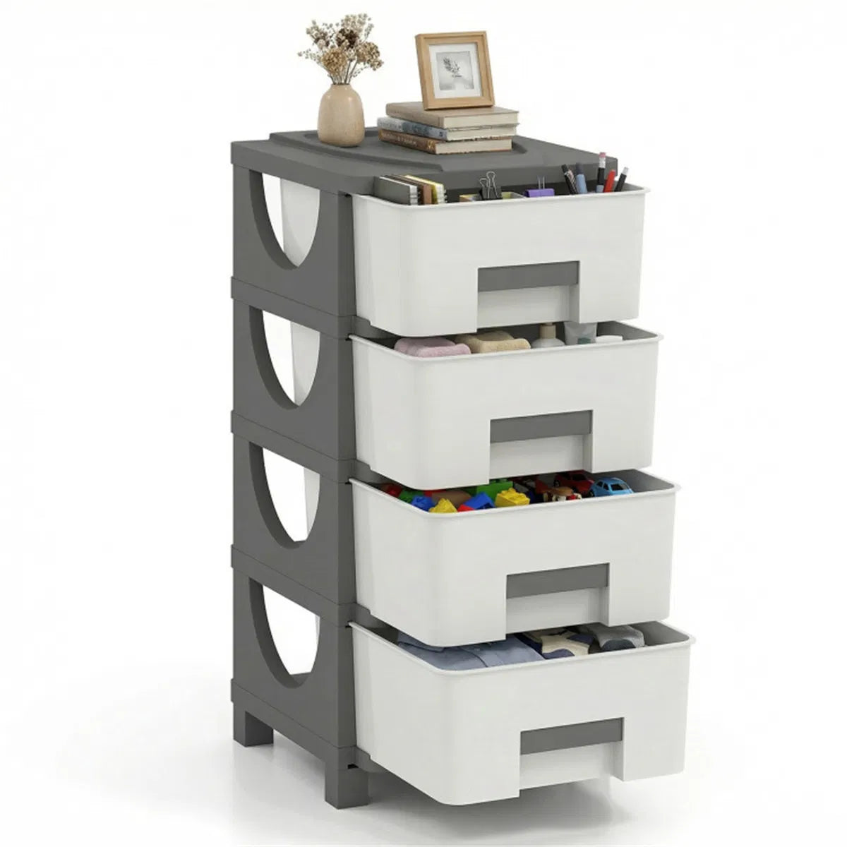 Plastic Storage Cabinet with 4 Drawers, Closet Organizer – image 2