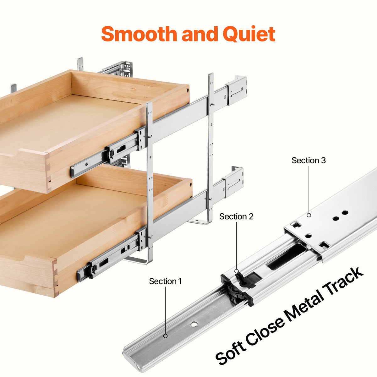 Pull Out Cabinet Organizer, 2-Tier Soft-Close Wood Drawers, 14 x 21 in – image 3