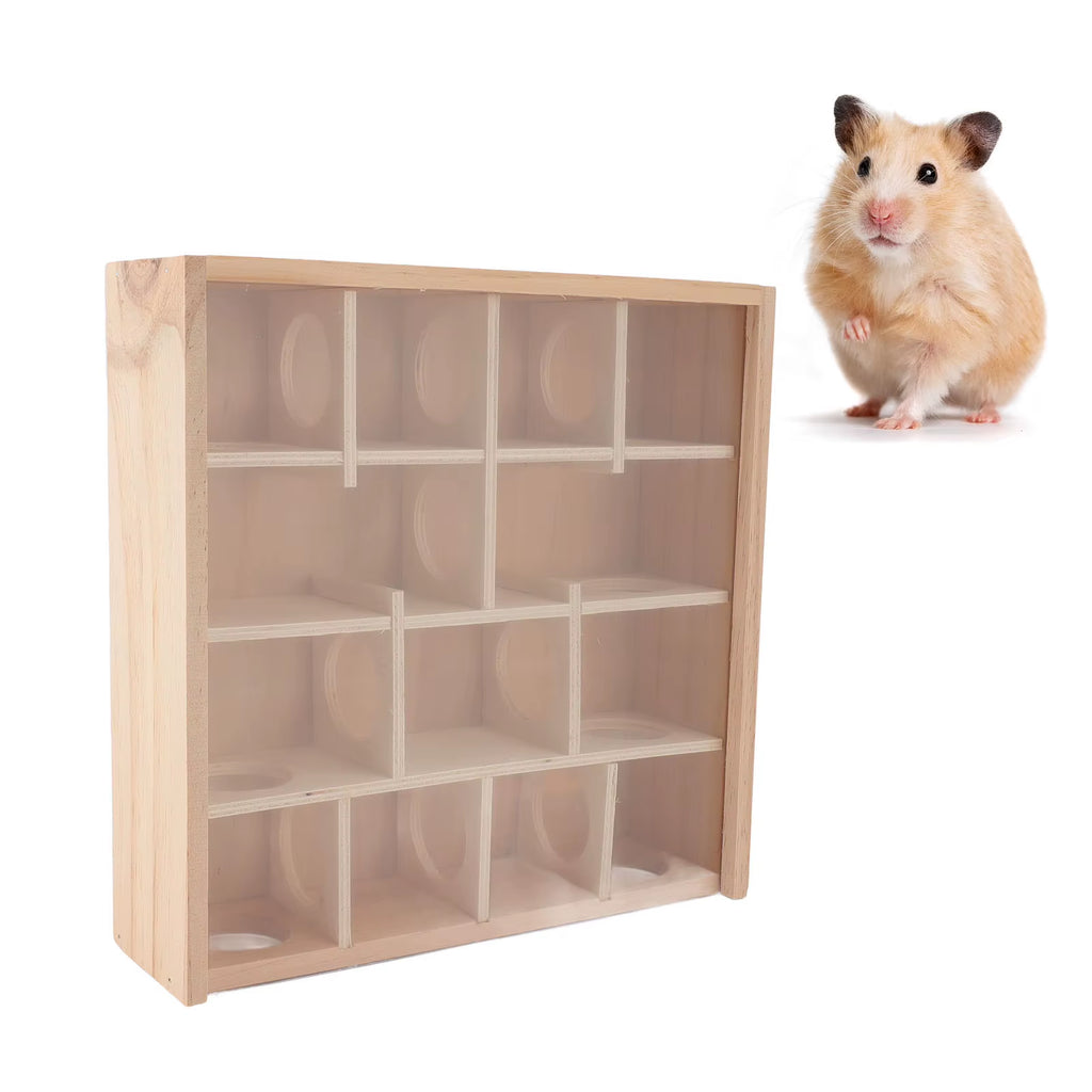 Wooden Hamster Tunnel Maze with Clear Cover, Small Pet Explore Toy