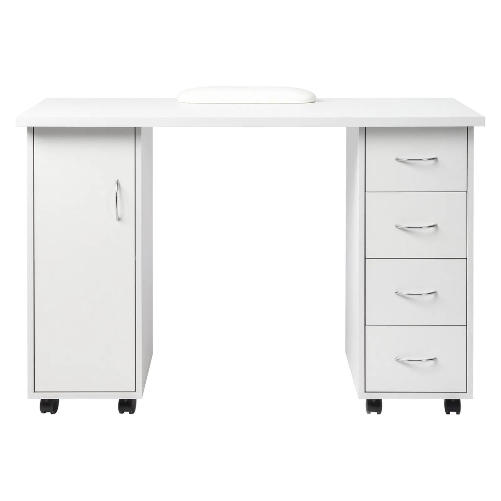 White Manicure Nail Table with Wrist Rest and Drawers – image 11