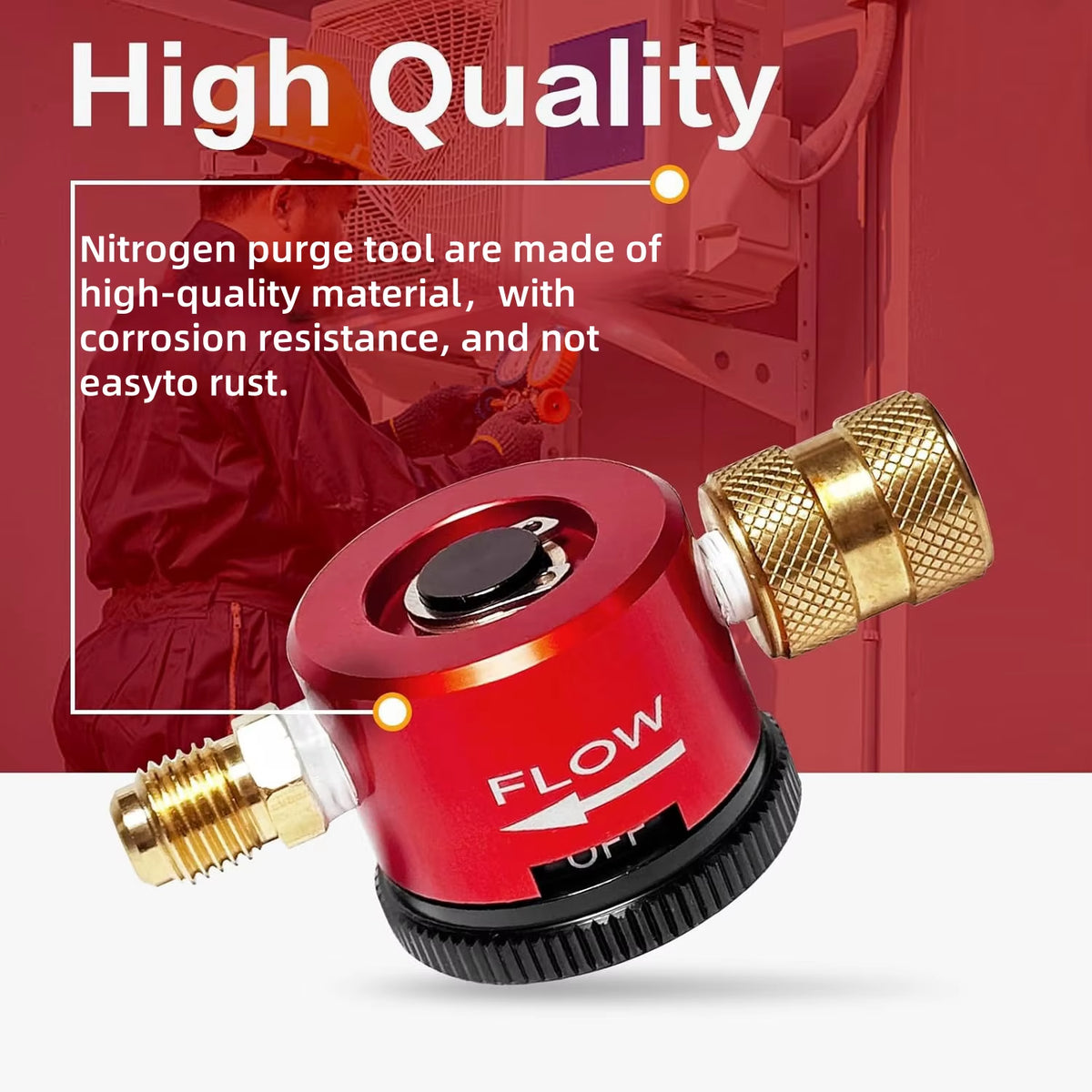 Nitrogen Purge Regulator for HVAC Brazing, 1/4 in Hose Fit