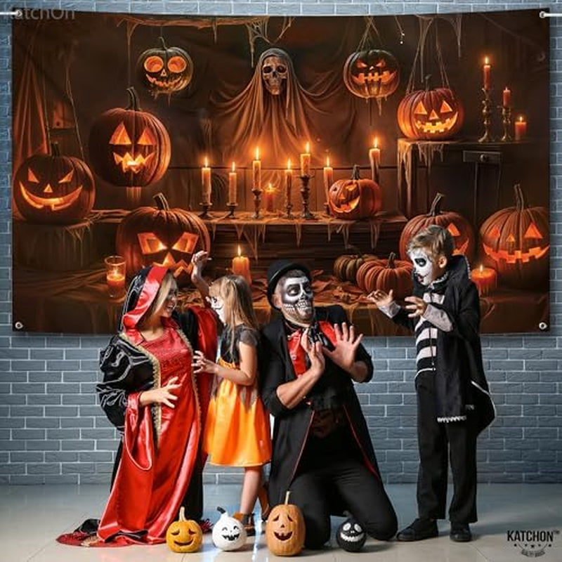 Halloween Backdrop – 72 x 44 in Spooky Skull Party Banner – image 3