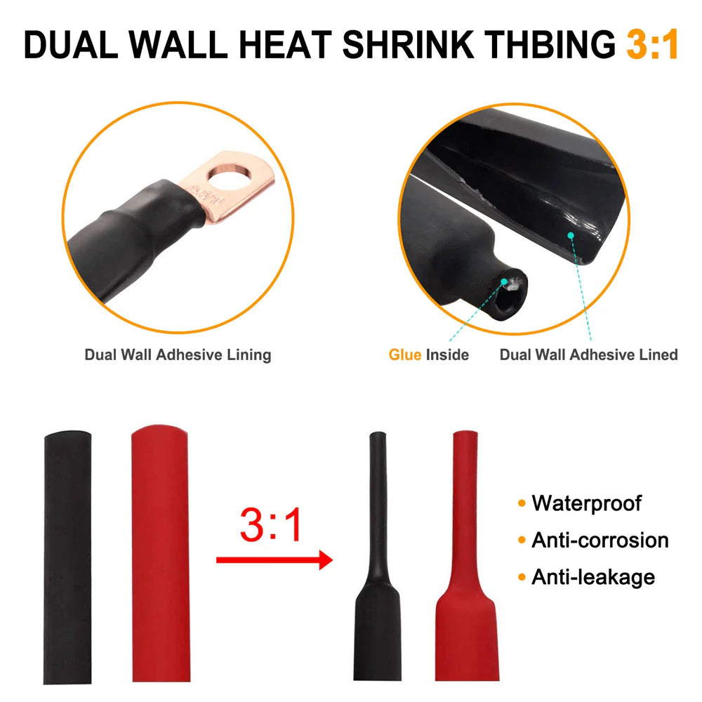 Electrical 1/0 AWG Copper Lugs with Heat Shrink, 20 Pcs