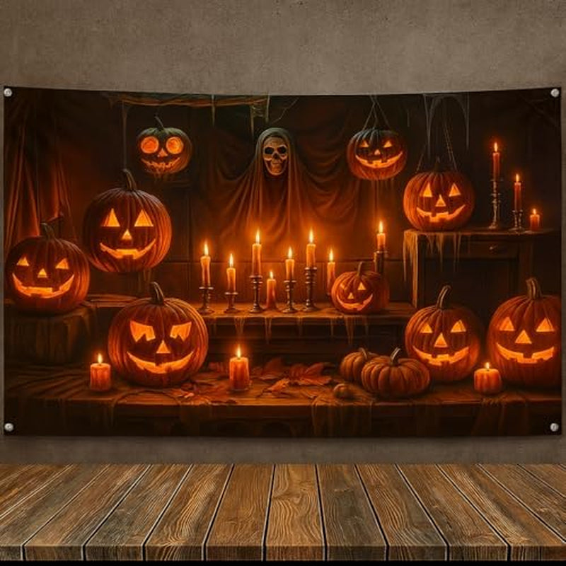 Halloween Backdrop – 72 x 44 in Spooky Skull Party Banner
