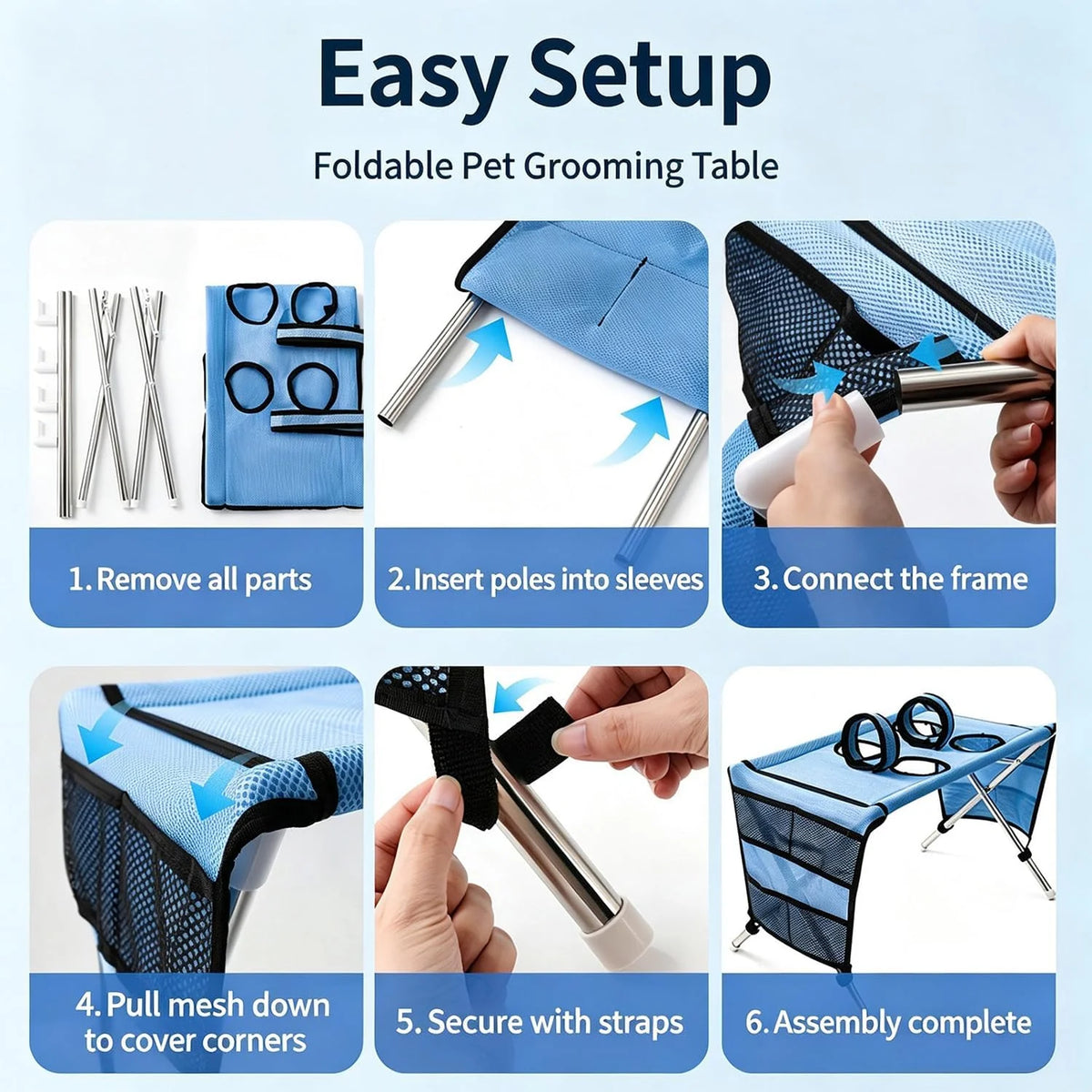 Dog Grooming Hammock with Stand – Foldable Pet Shower Holder – image 5