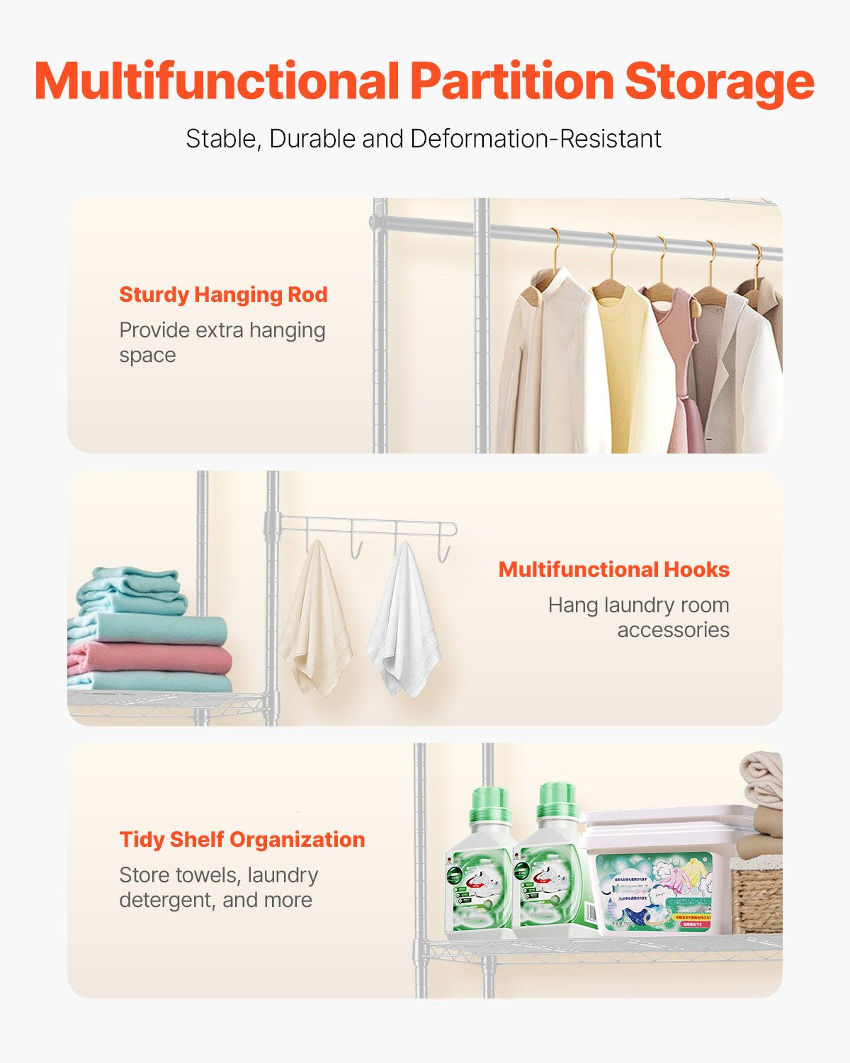 Over Washer Dryer Storage Shelf 5-Tier with Hanger Rod – image 5