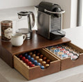 Coffee Pod Organizer, Wooden Coffee Maker Stand with Drawer
