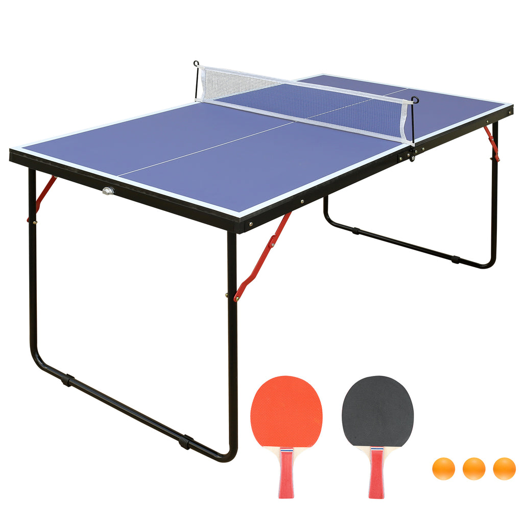 Table Tennis Table – Folding Ping Pong Table with Net & 2 Paddles