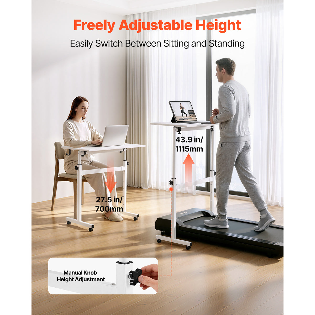Mobile Standing Laptop Desk with Tilting Top and Lockable Casters – image 4