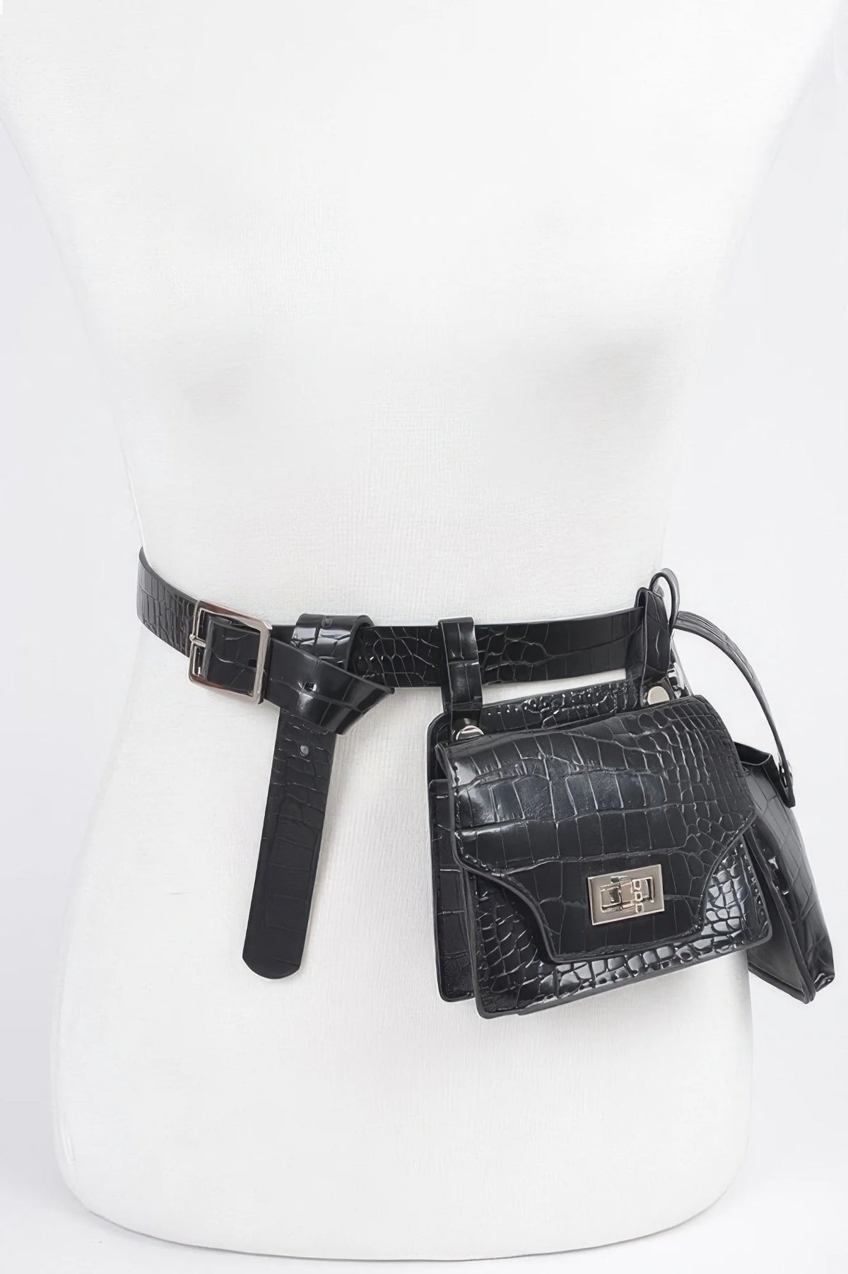 Double Belt Bag – Two Mini Pouch Waist Bag, Black – image 6