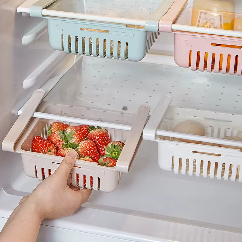 Fridge Drawer Organizer - Expandable Hanging Under-Shelf Bin – image 2