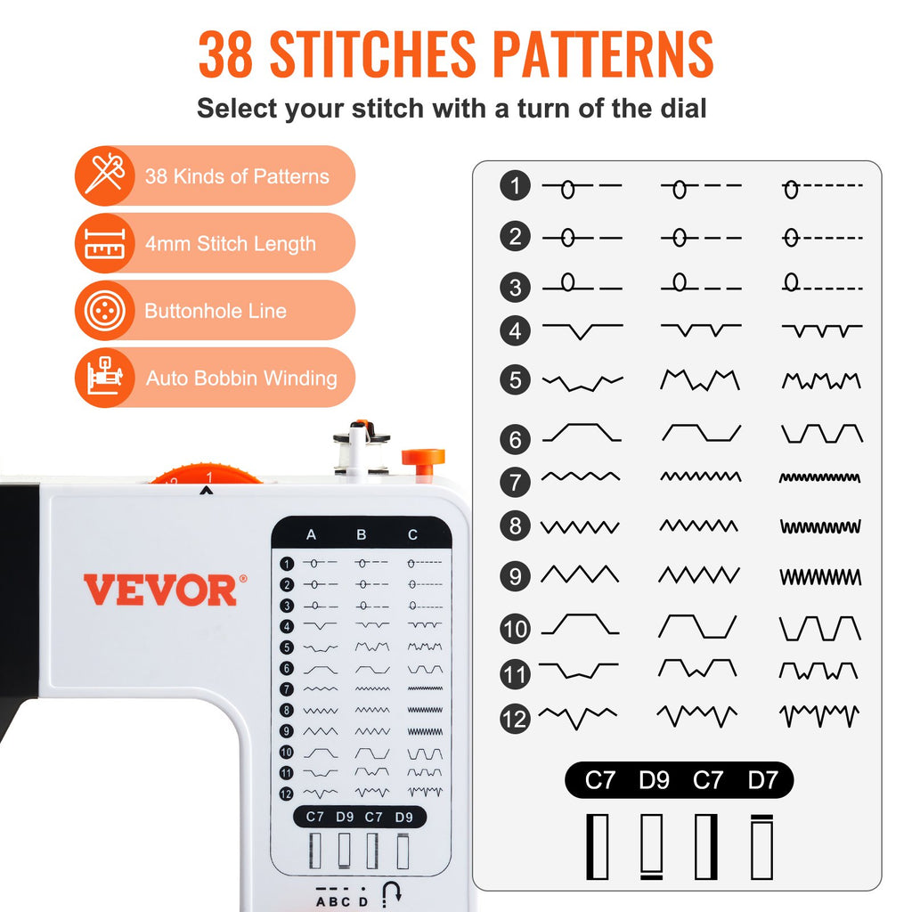 Portable Sewing Machine, 38 Stitches, Extension Table and Foot Pedal – image 3