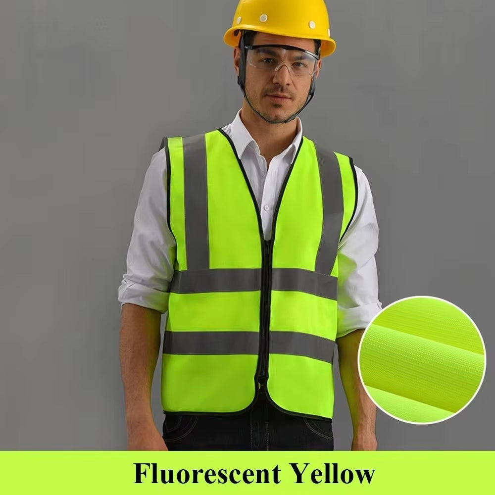 High-Visibility Reflective Safety Vest with Zipper