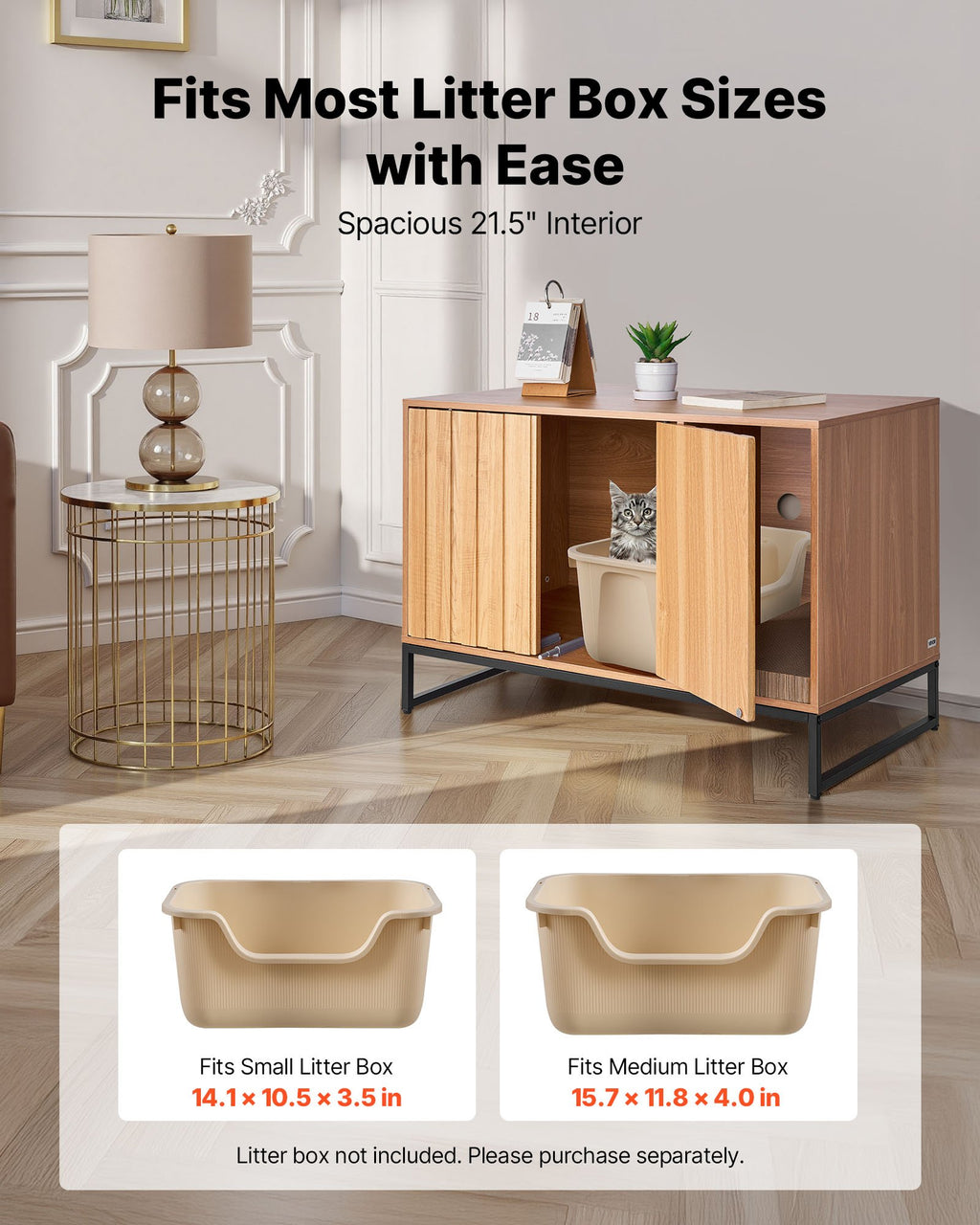 Cat Litter Box Enclosure 31.5in Hidden Cabinet with Scratch Pad – image 4