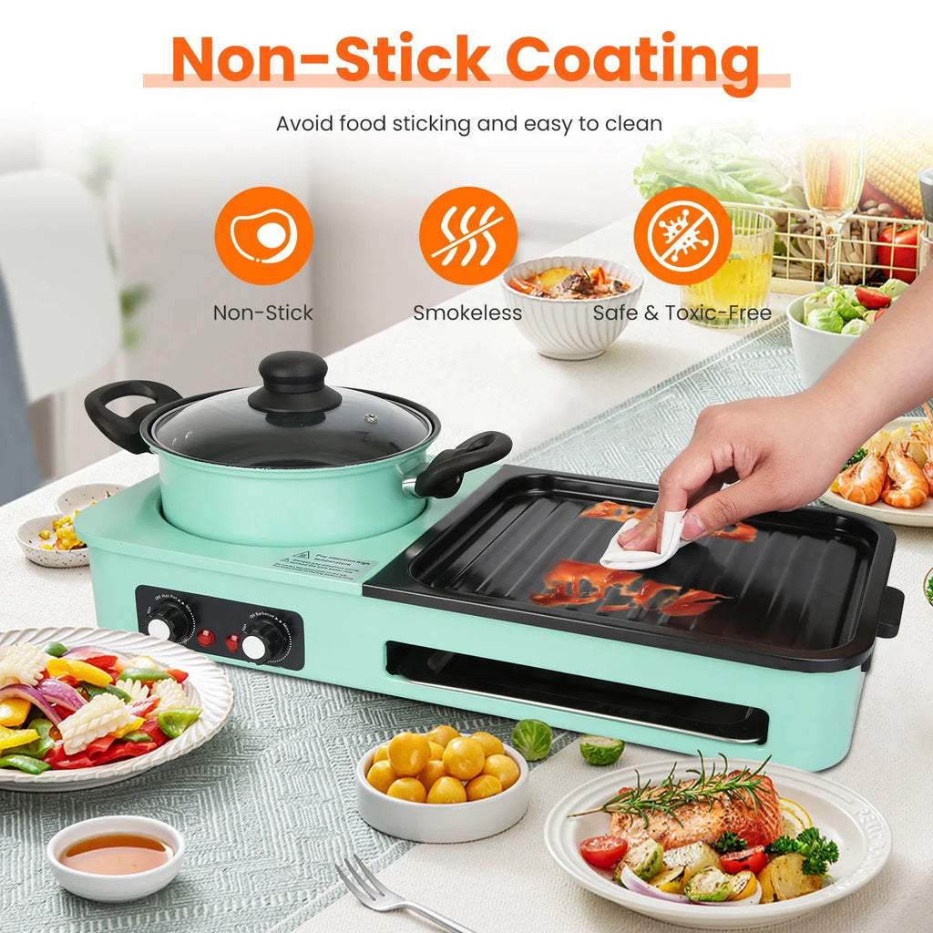 Electric Raclette Grill with Hot Pot, 1600W 3-in-1 Tabletop Cooker – image 5