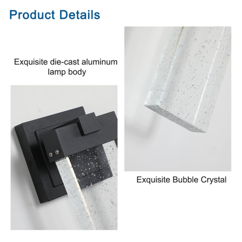 Outdoor Crystal Bubble Wall Lights 2 Pack, Black Waterproof Sconces – image 5