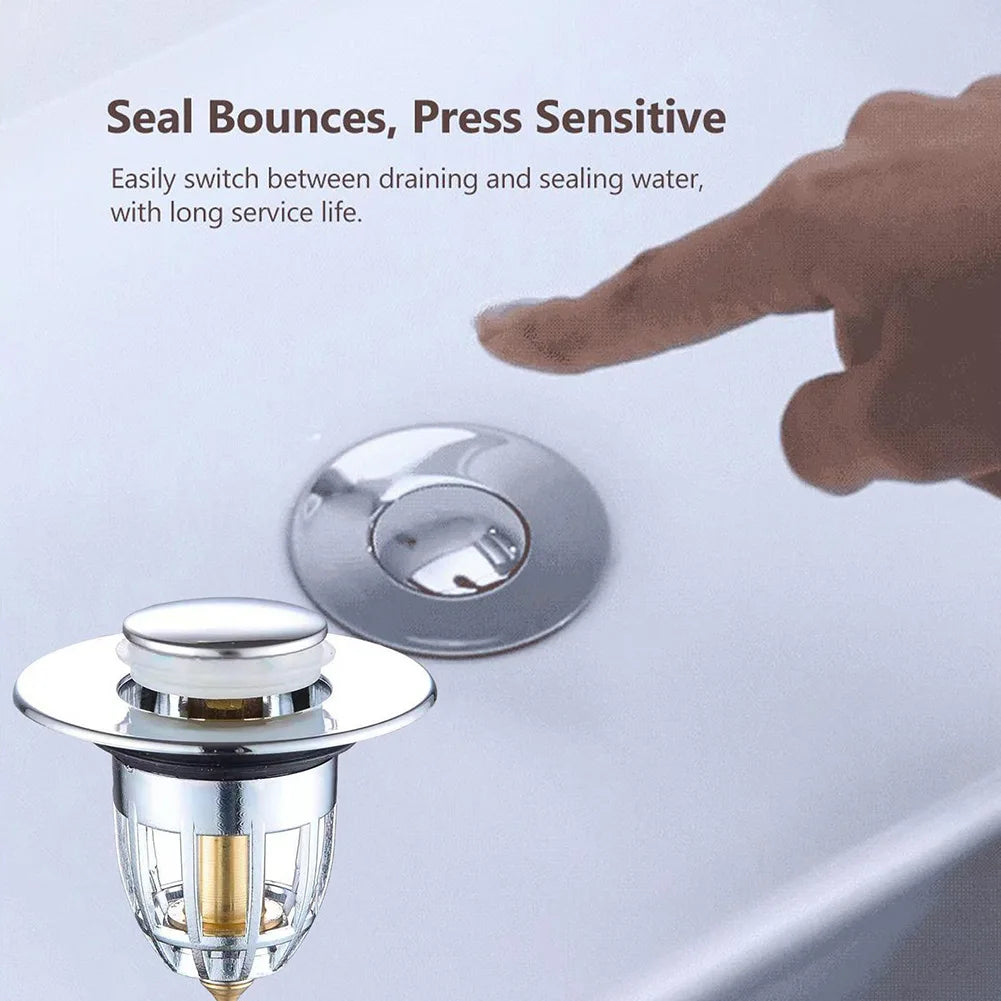 Pop-Up Sink Drain Stopper - Bathroom Basin Hair Catcher Strainer