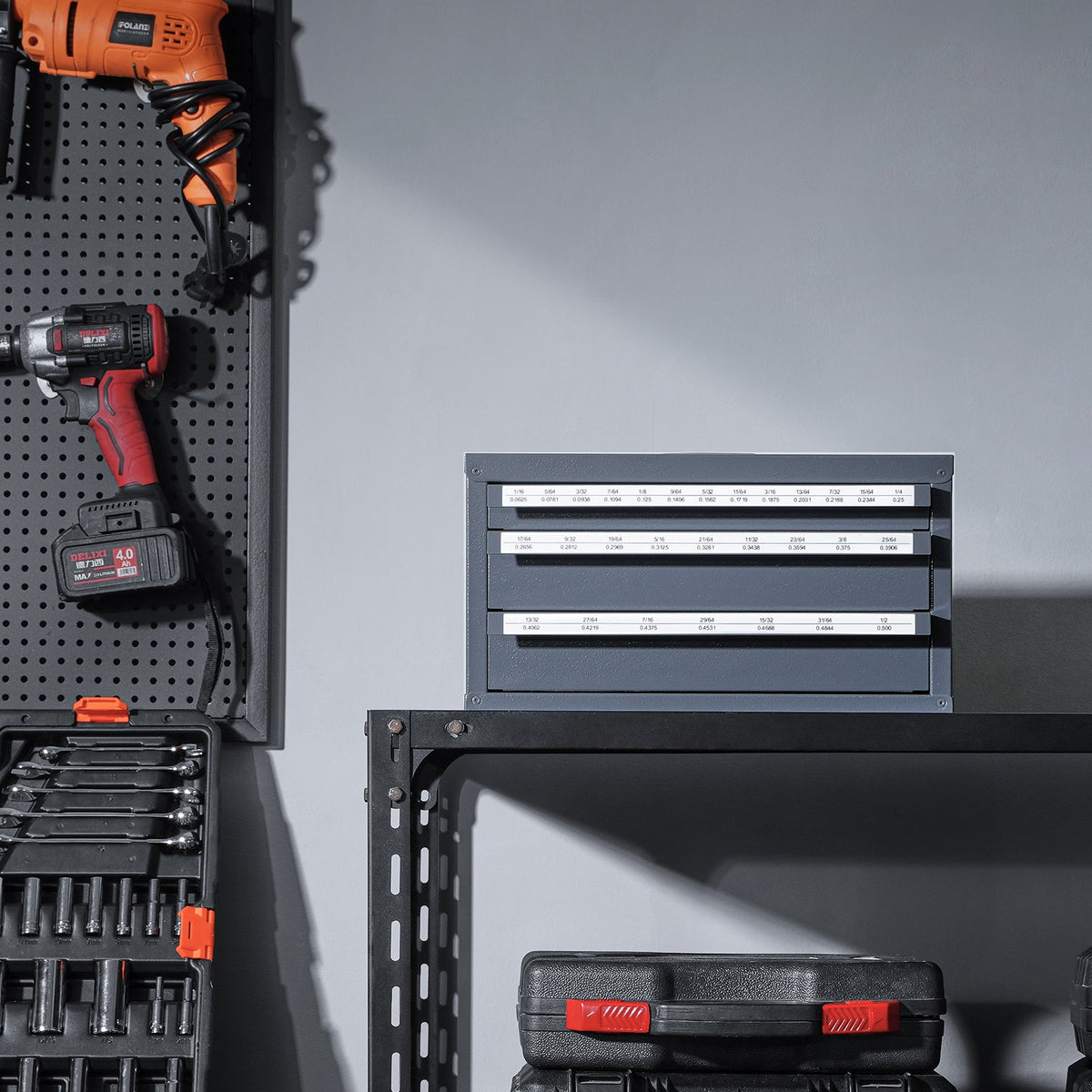 Steel Drill Bit Dispenser Cabinet with 3 Drawers, Stackable – image 3