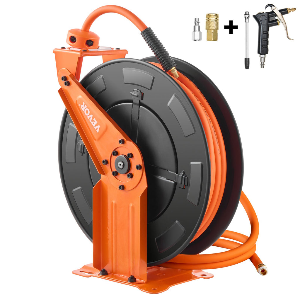 Retractable Air Hose Reel 3/8 In x 65 Ft Dual Arm Wall Ceiling Mount