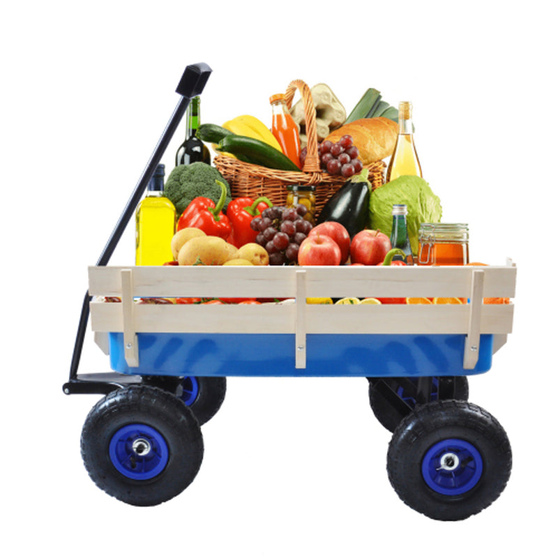 All Terrain Garden Wagon with Wood Railing and Air Tires, 176 lb – image 2
