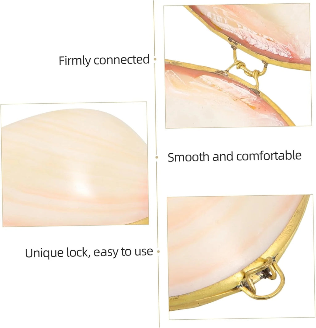 Shell Inlay Ring Box – Pink Natural Shell Jewelry Case – image 3