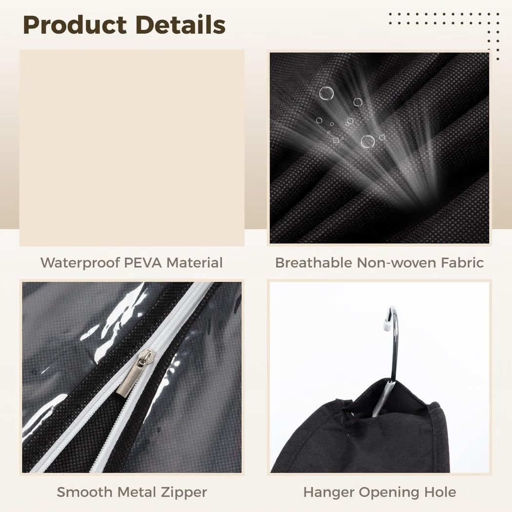 Clear Garment Bags for Closet, 5 Pcs Hanging Clothes Covers – image 3