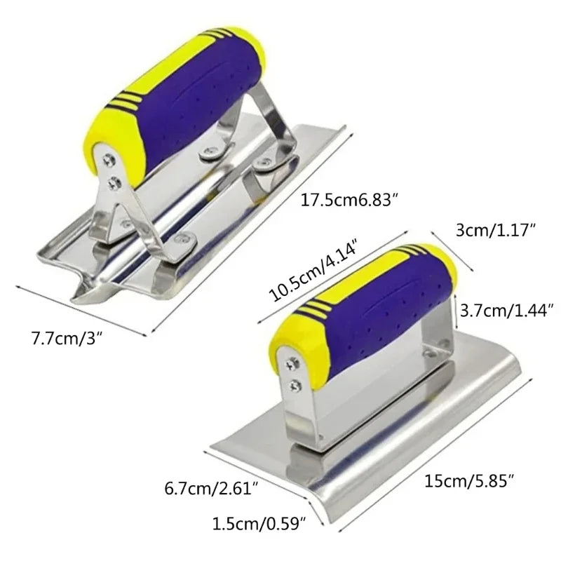 Construction Concrete Edger and Groover Set, Stainless Steel