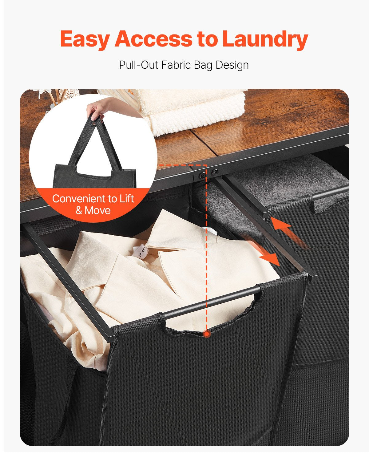 2-Section Laundry Sorter with Shelves and Pull-Out Bags – image 4
