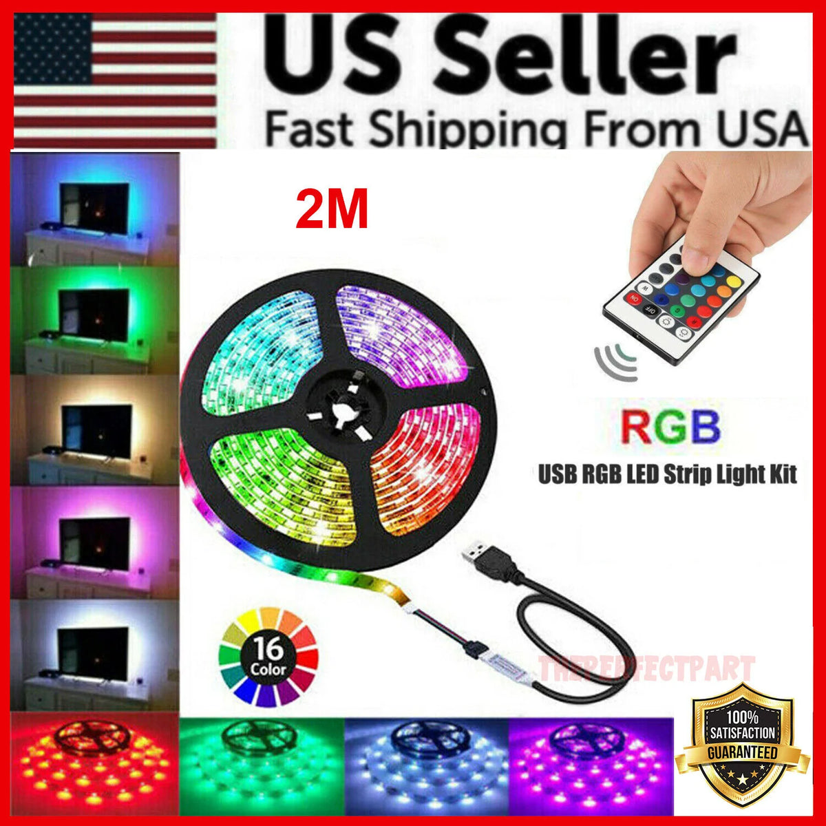 USB LED Strip Lights for TV Backlight, RGB 5050 with Remote – image 14
