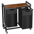 Rolling Laundry Sorter with Pull-Out Bags and Top Shelf
