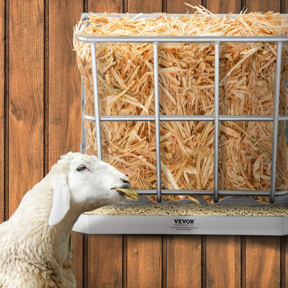 Wall Mounted Goat Hay Feeder 2-In-1 Hay and Grain Feeder 21 Gallon