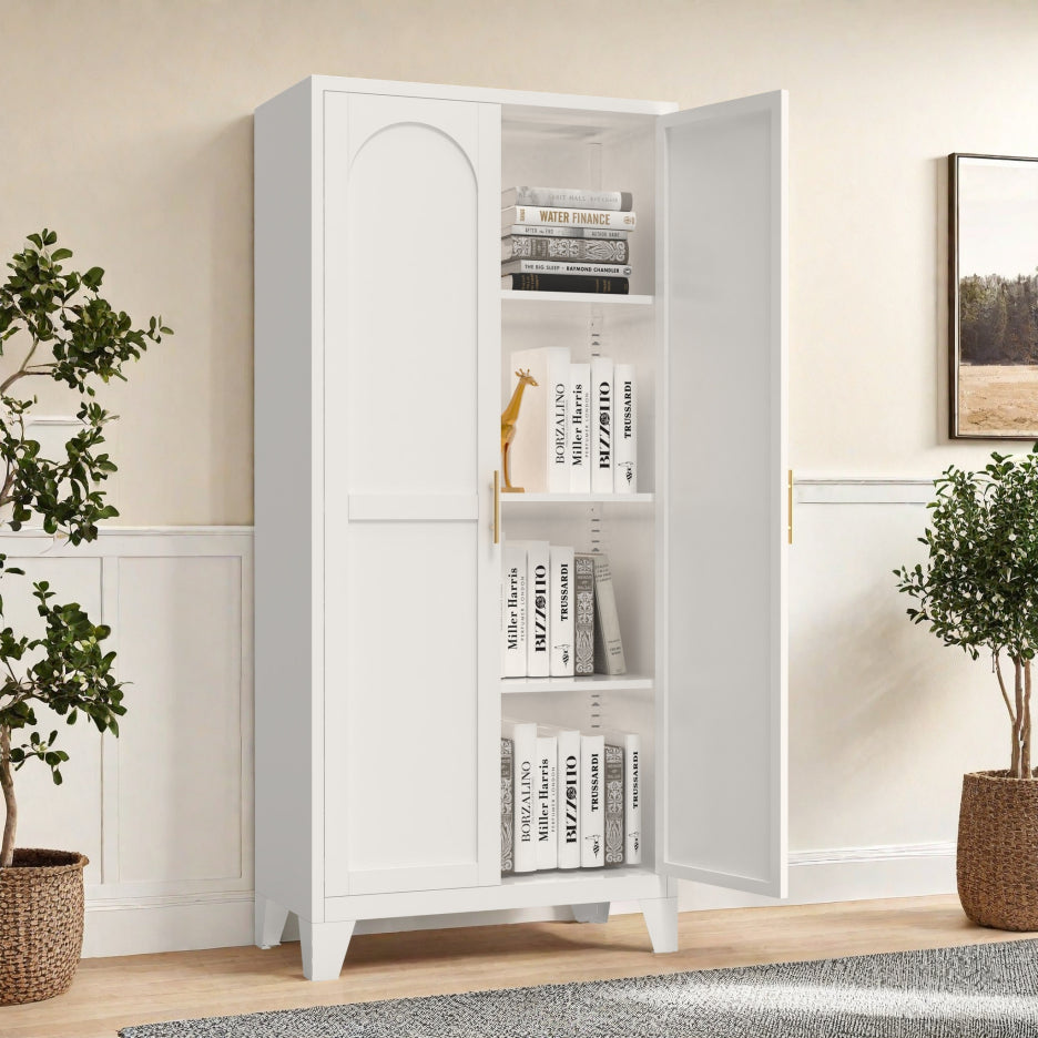 61 in Metal Storage Cabinet with Doors and Adjustable Shelves, White – image 9