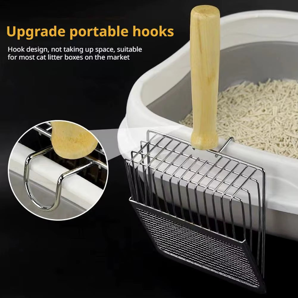 Stainless Steel Cat Litter Scoop - Long Handle Metal Sifter – image 4