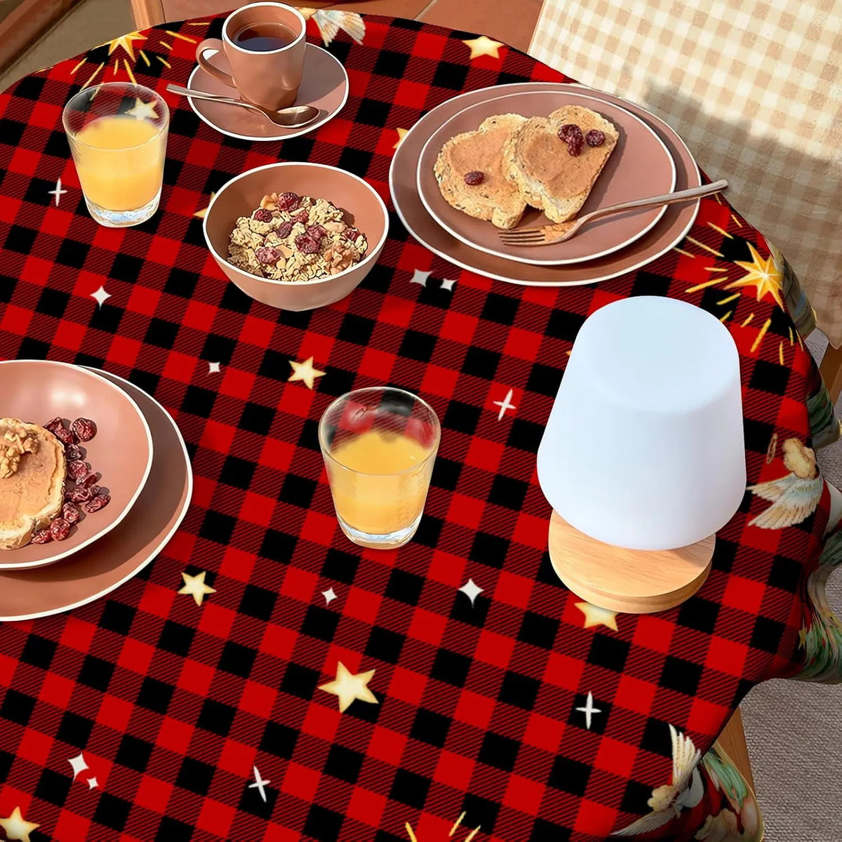 Christmas round Tablecloth 60 Inch, Holiday Print Table Cover