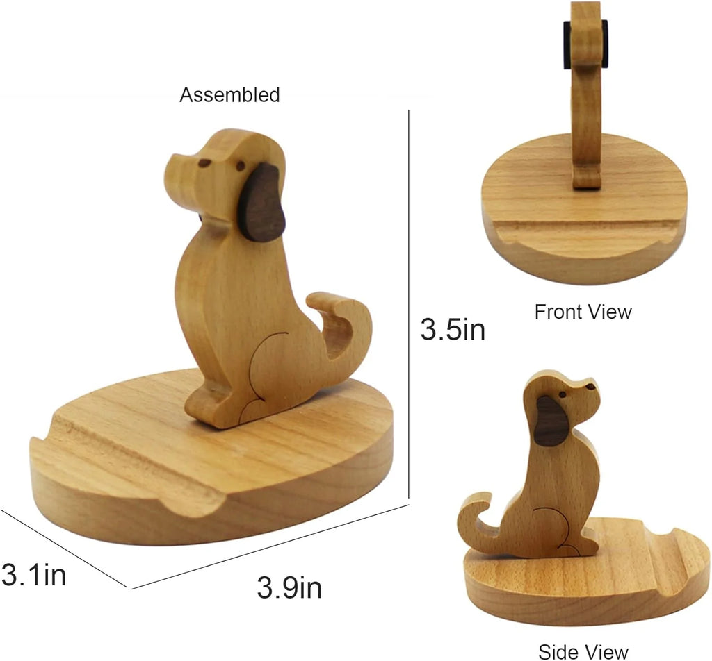 Wooden Dog Phone Stand for Desk – image 3