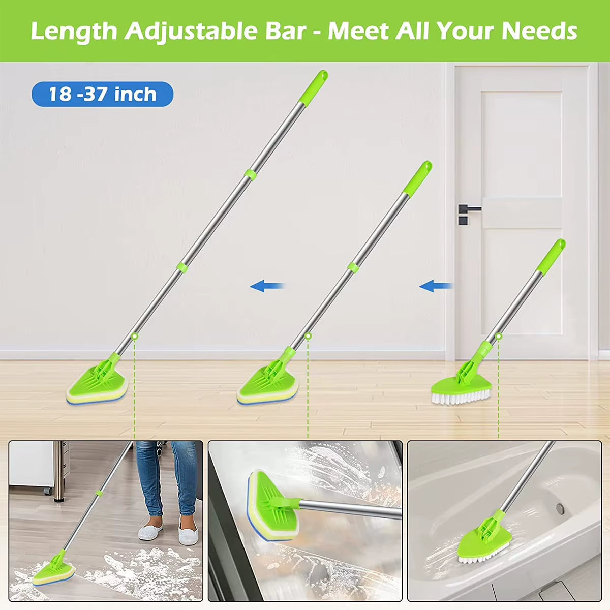 Tub and Tile Scrubber – Extendable Bathroom Cleaning Brush Set – image 6