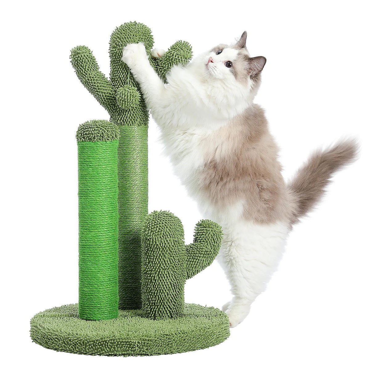 Cactus Cat Scratcher Cat Scratching Post Cactus Cat Scratcher Featuring with 3 Scratching Poles and Interactive Dangling Ball