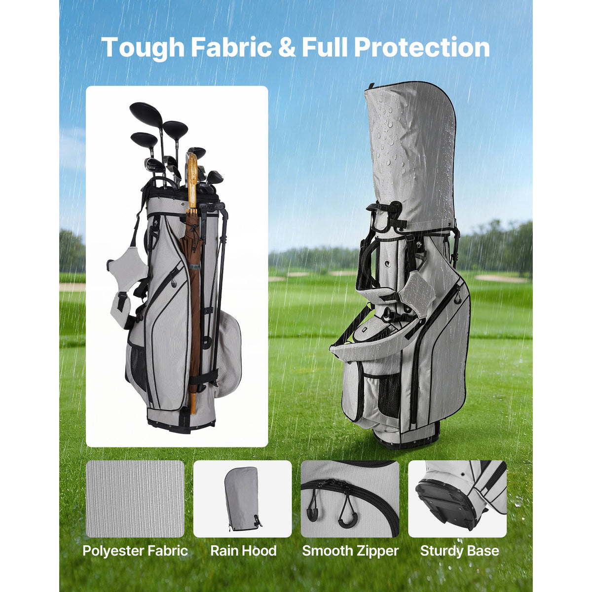 2-in-1 Golf Cart Bag With 14-Way Divider, Stand Legs and Rain Hood – image 5