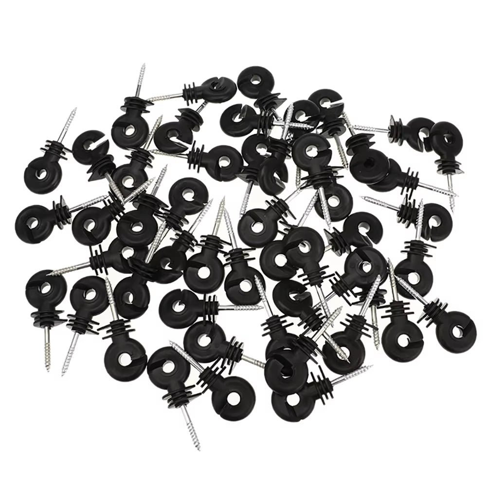 50 Pack Screw-In Electric Fence Insulators for Wood Posts