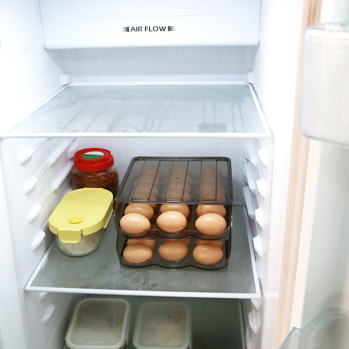Egg Holder for Refrigerator, Rolling Double Layer 36-Egg Bin – image 3
