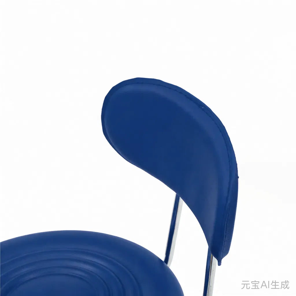 Round Adjustable Salon Stool with Backrest and 360 Swivel, Blue – image 5